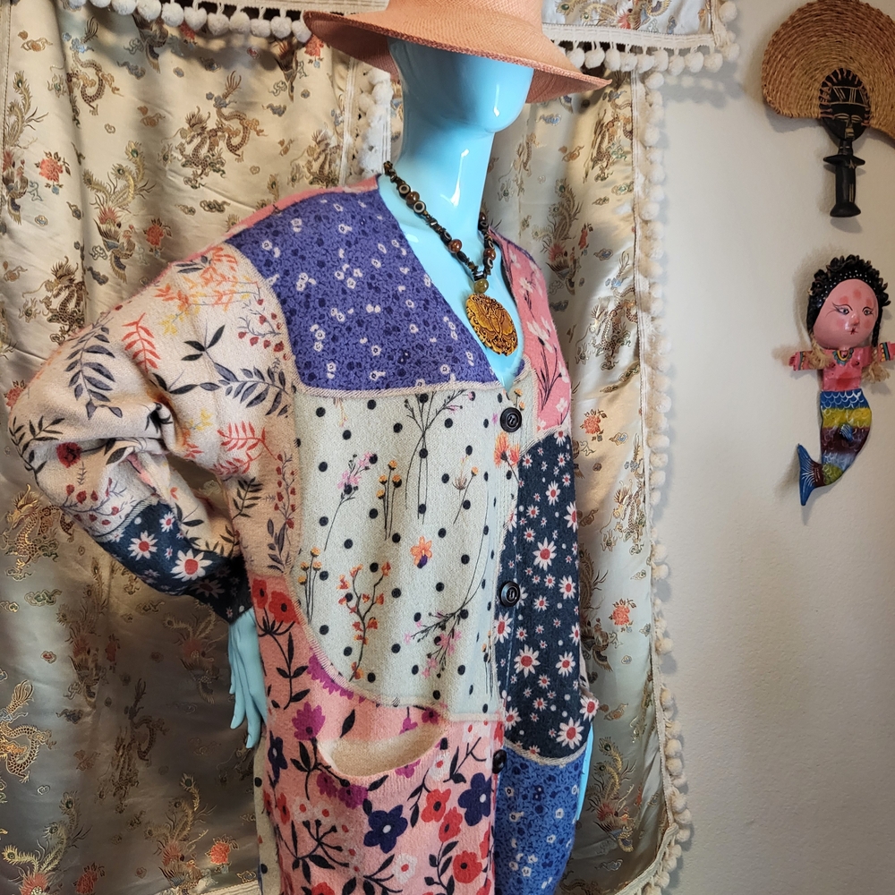 Floral Patchwork Cardigan Sweater